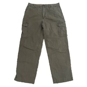 Vintage Y2K Old Navy Cargo Pants Mens 38 x 34 Green Straight Leg Stretch Utility